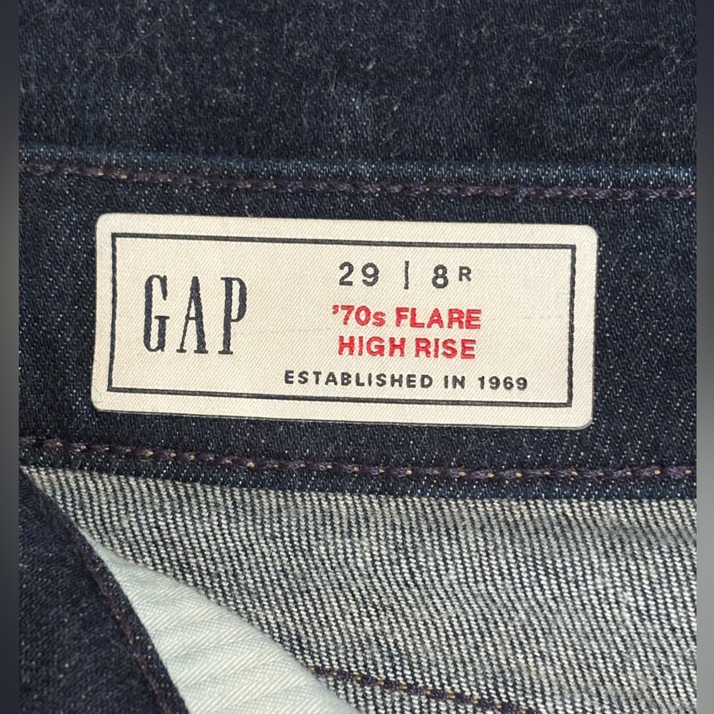 Gap 70s Dark Denim Flare High Rise Jeans Size 29/8 - Picture 5 of 11